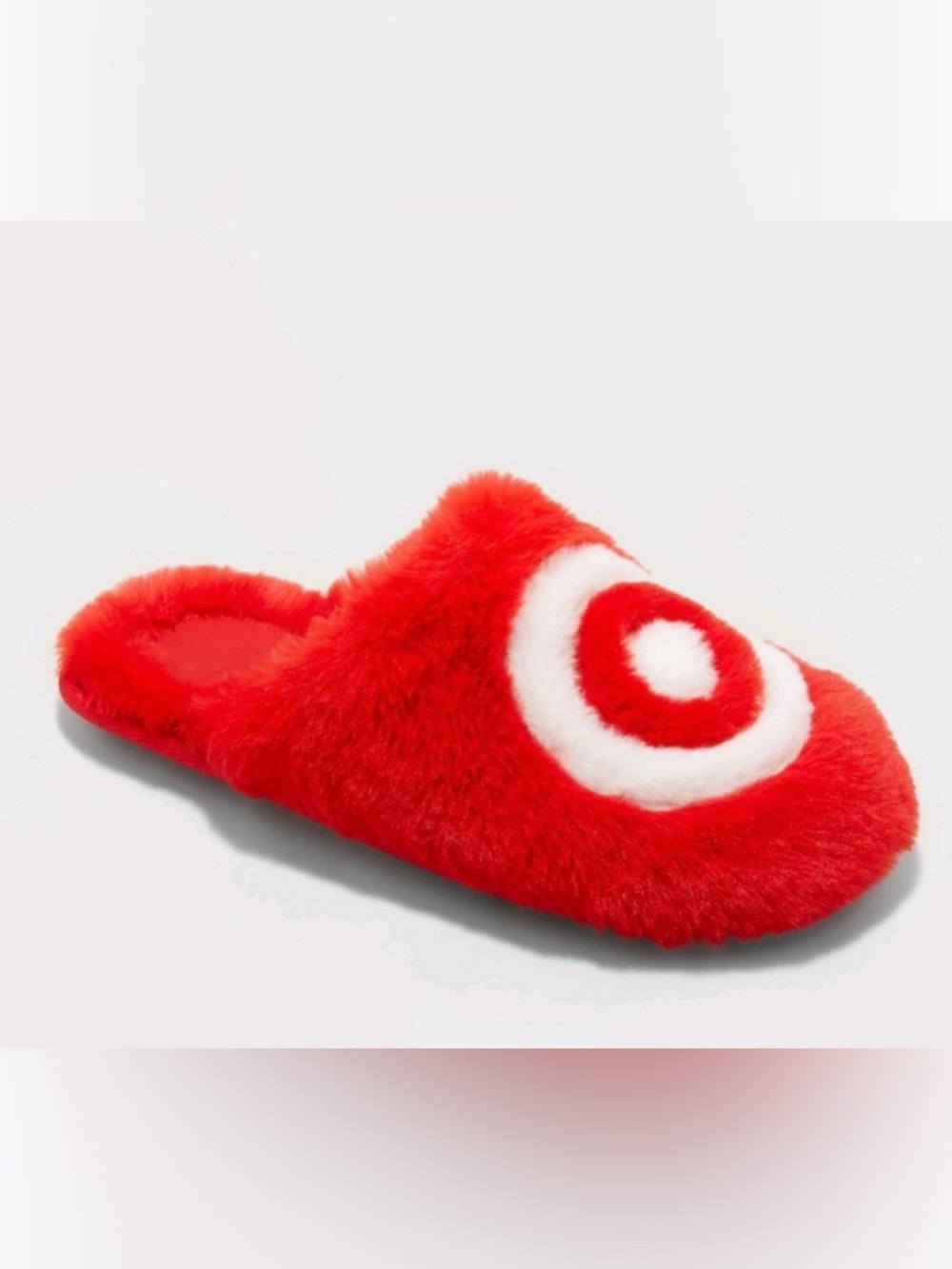 Target Red and White Fuzzy Logo Slippers
